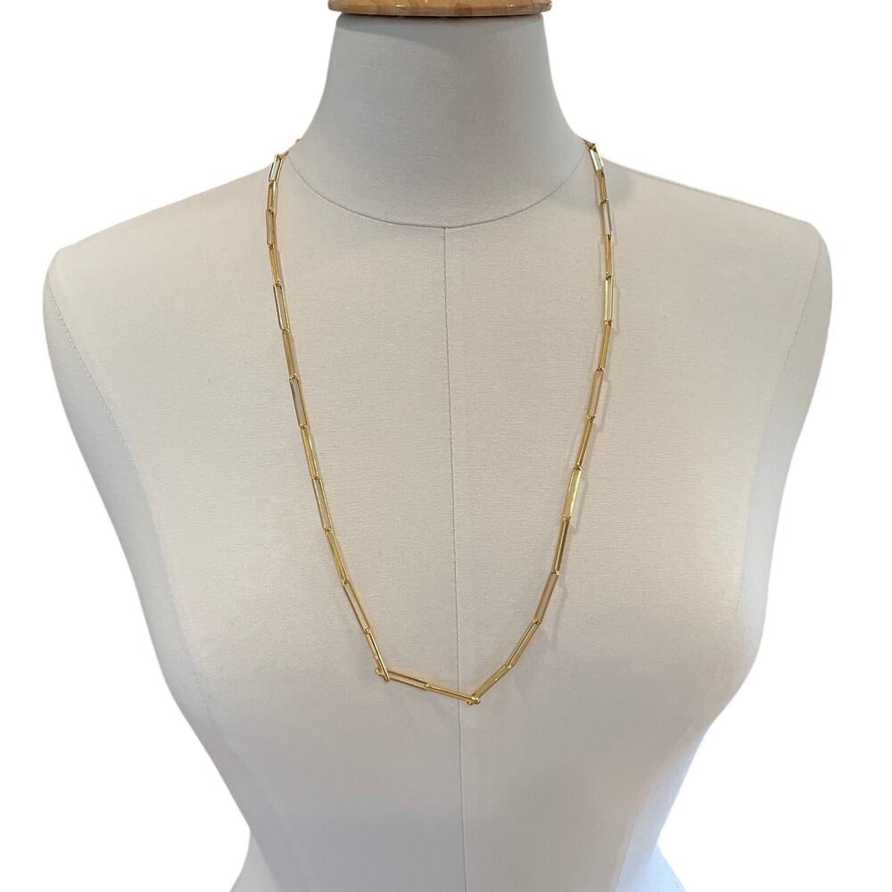 J.Crew Gold Tone Long Paperclip Chain Necklace, Classic, Minimalist, 30"